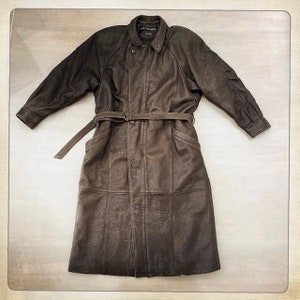 MATRIX CHIC! - Vintage 80s Marc Buchanan Pelle Pelle Soft European Leather Trench Coat - Size XL
