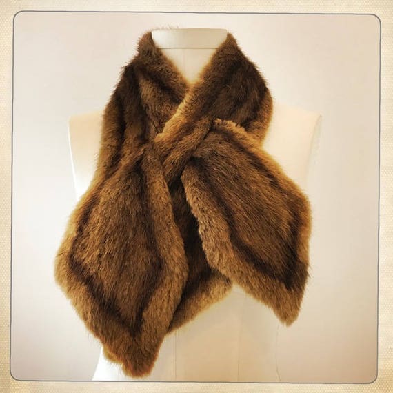 Super CHIC Vintage 50s Chestnut Brown Fur MINK Shrug Stole Scarf - One Size