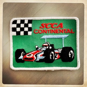 SCCA CONTINENTAL – Toppa rettangolare autentica vintage anni '70 Denim Hippy Hippie Boho Racer Race Racing Car NASCAR