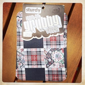 PLAID PATCHWORK – Iron-On Sturdy Brand GRUBBY 5&quot; x 7&quot; Knee Elbow Patch Authentic Vintage 70s Denim Hippy Hippie Boho