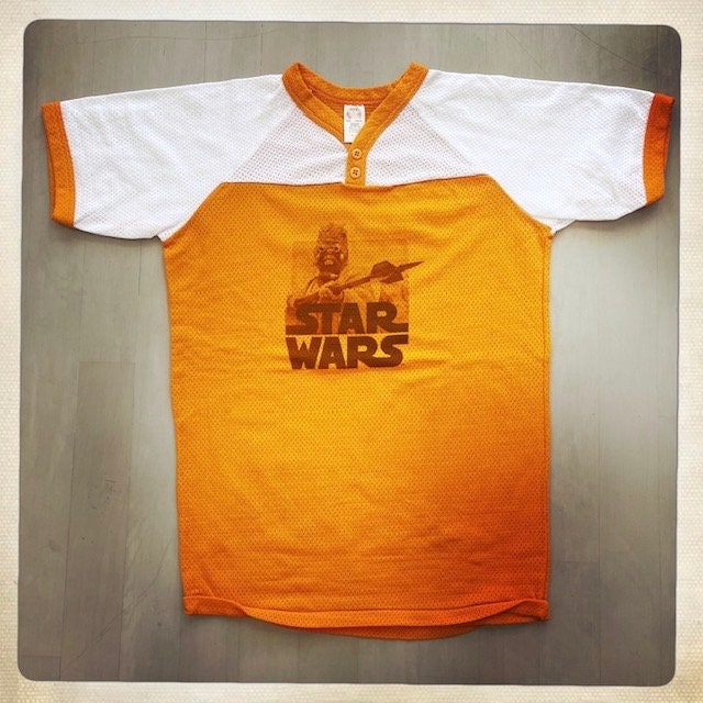 【SATIIIZ】Jedi Lettering Ringer T-Shirt Vintage 80s Red Ringer Tee Shirt Jedi Graphic T-shirt V-neck