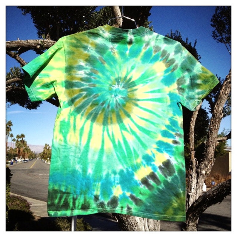 Vintage TIE DYE Super 70s NOS Multi Color Green Spiral Design Etsy