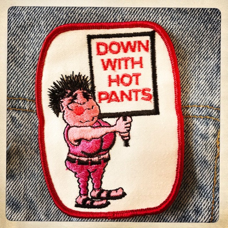 Down With Hot Pants - Aufnäher mit rechteckigem Aufnäher Vintage 60er 70er Denim Hippy Hippie Boho Snowmobile Schneehase Bild 4