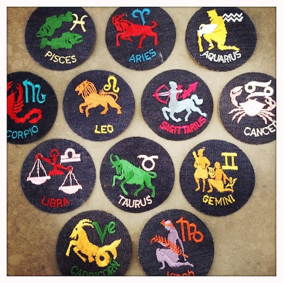 ZODIAC ASTROLOGY Round Patches Authentic Vintage … - image 1