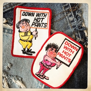 Down With Hot Pants – Rectangular Patch Authentic Vintage 60s 70s Denim Hippy Hippie Boho Snowmobile Snow Bunny