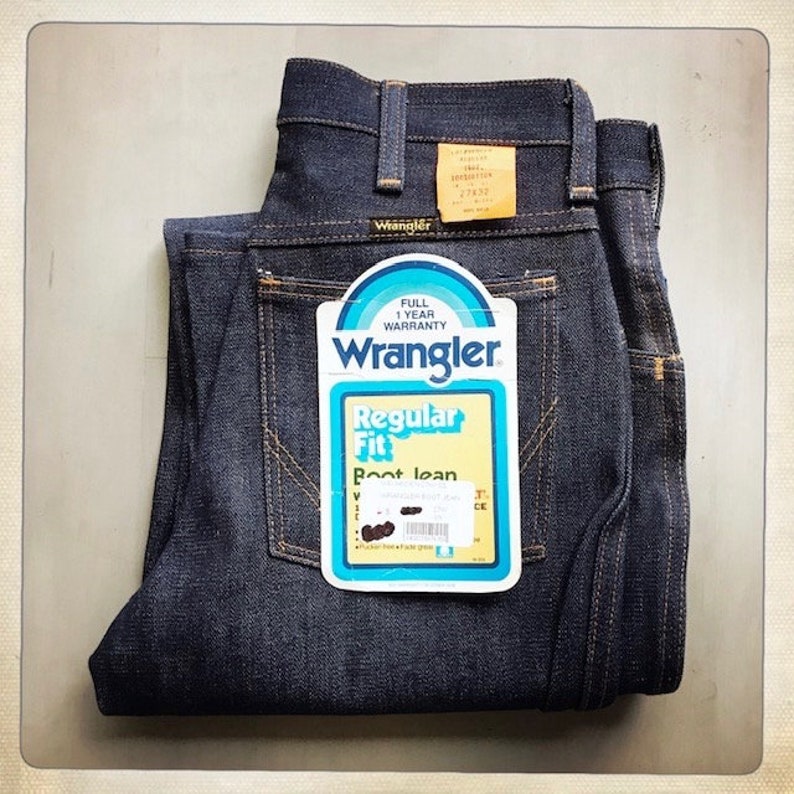 Size 27W x 32L – COOL! Vintage 70s NOS Deadstock WRANGLER Regular Fit Boot Cut Denim Jeans image 1