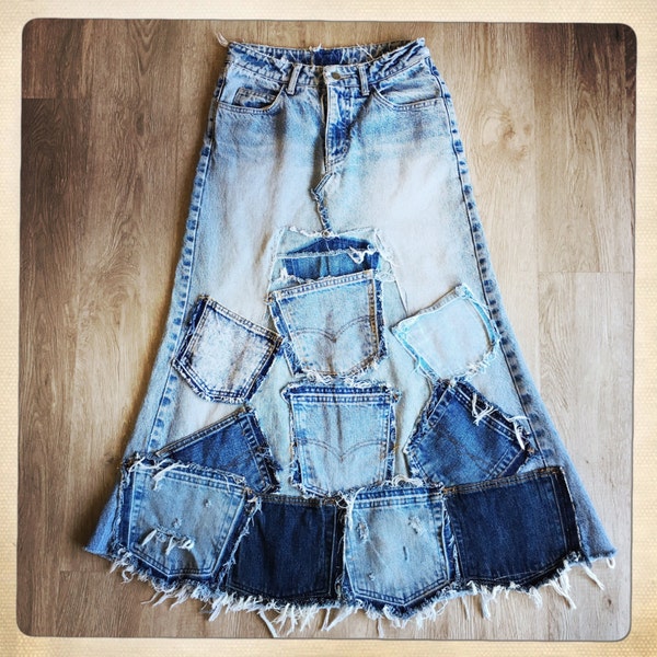 Bohemian Jean Skirt - Etsy