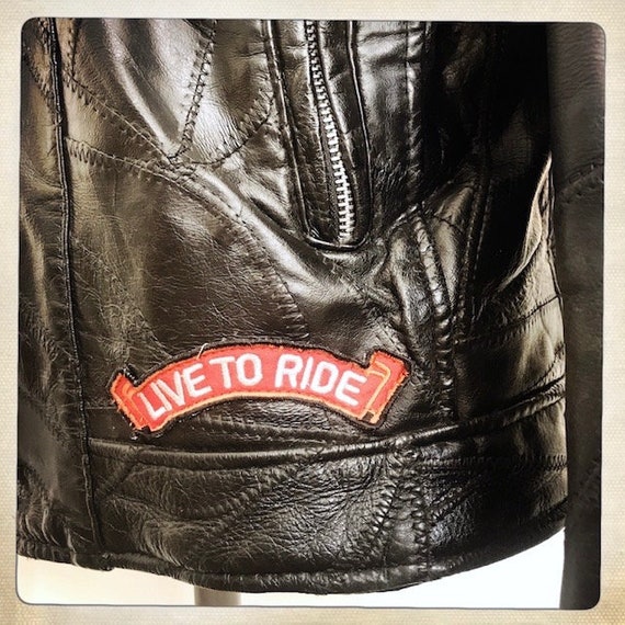 INSANE - Vintage Live to Ride Leather Patchwork B… - image 4