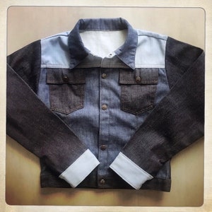 WAY COOL! Unisex Vintage 80s Denim Color Blocked Jacket Jacket - Size Small
