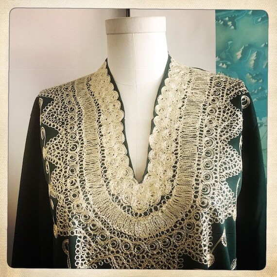 Stunning Vintage 70s GODDESS MAXI Heavily Embroid… - image 2