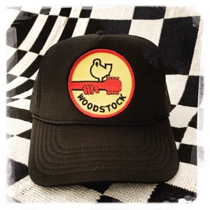 WOW! - Awesome Limited Edition Vintage 70s WOODSTOCK Patch stitched on New Black Snap-back Trucker Cap / Hat – Unisex