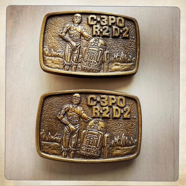 ROCKER Vintage STAR WARS C3PO R2D2 Rocker Brass Belt Buckle