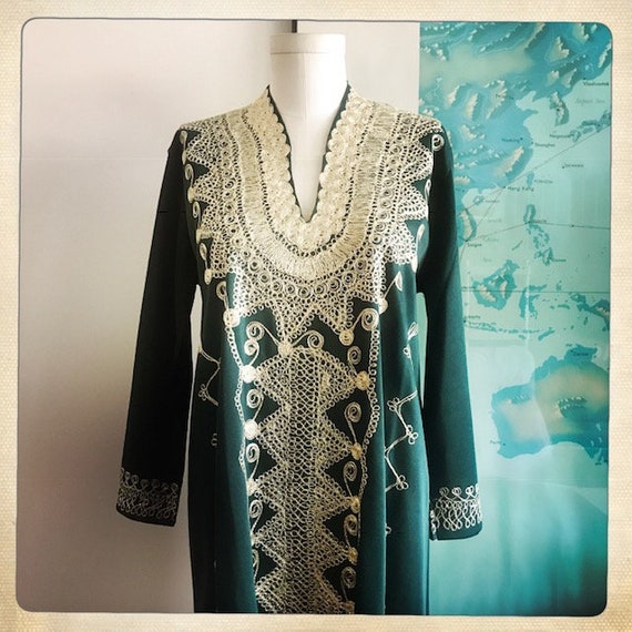 Stunning Vintage 70s GODDESS MAXI Heavily Embroid… - image 5