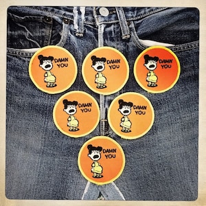 DAMN YOU – Parche Redondo Embarazada Auténtico Vintage 60s 70s Denim Hippy Hippie Boho