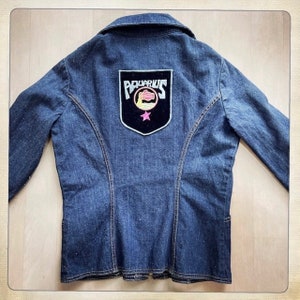 Unisex Fantastisk Vintage 70-tals Broderad AQUARIUS Pocket Patch Antonio Guiseppe Jeansskjorta med Pocket Patch - Storlek Large