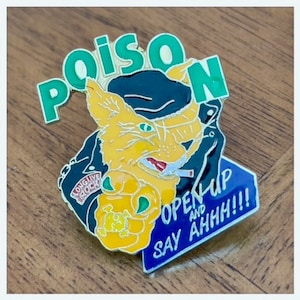 POISON - Authentic NOS Vintage 80s &#39;Open Up and Say Ahhh!!!&#39; Concert Pinback Enamel Button