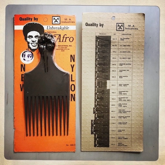 BLACK POWER - Authentic Vintage 70s AFRO 'Clinched Fist' Unbreakable Nylon Pick Hippy Hippie Boho Super Fly