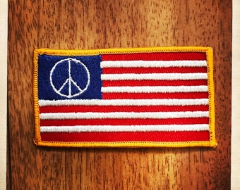 American Flag PEACE SIGN Patch Authentic Vintage 60s 70s Hippy Hippie Boho