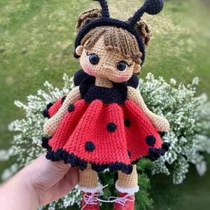 Ladybird Doll Crochet Pattern PDF, Amigurumi Ladybug Doll Tutorial, Cute Crochet Doll Pattern, Digital Download, DIY Gift