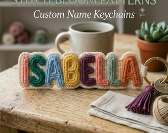 Custom Crochet Name Keychain | 3D Textured Cotton Yarn Letter Keyring, Boho Style Tag