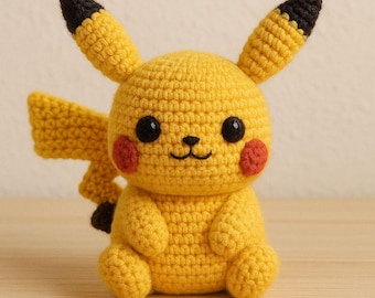 Handvirkad Pikachu-plysch - Söt Pokémon Amigurumi - Litet gosedjur i present