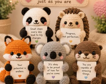 Amigurumi Crochet Pattern Bundle | Panda, Fox, Koala, Hedgehog, Otter (PDF Download), Emotional Support Plushies.
