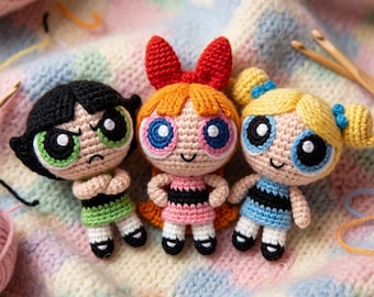 Powerpuff Girls Crochet Pattern Bundle, Amigurumi Dolls PDF Tutorial (Stitch Bloom Patterns)