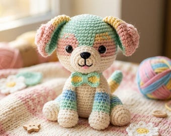 Perrito de peluche de ganchillo hecho a mano – Perro amigurumi para niños, regalos para bebés