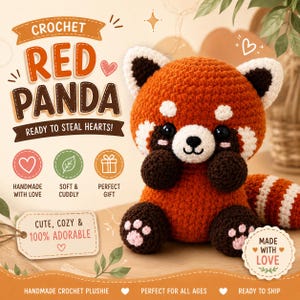 Red Panda Crochet Pattern, Amigurumi Plushie PDF, Kawaii Animal, Chibi Lesser Panda (Digital Download)