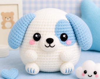 Custom Crochet Amigurumi Squish Puppy - Handmade Stuffed Animal Dog Toy