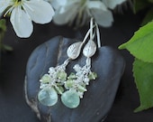Lassea Earrings - Elven Sterling Silver Green Gemstone Prehnite Leaf Earrings - Elven Leaf - Nature inspired Fairy Earrings - Silver 925