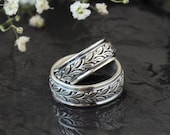 Sterling Silver Wedding Band Set - Elven Wedding Ring - Leaf Wedding Band - Elven Leaf - Fairy Wedding RIng -Tree Wedding Band -Silver 925