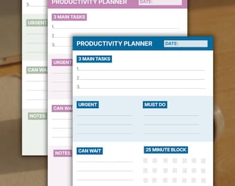 Planificador de tareas para TDAH / Agenda de productividad de 8 colores (PDF)