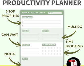 Planificador de tiempo por bloques para TDAH / Herramienta de productividad visible para combatir el olvido, el agobio y realizar un seguimiento visible del progreso.