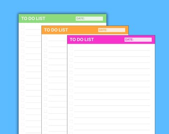 Paquete de listas de tareas con colores neón brillantes / Lista de verificación minimalista y colorida (PDF)