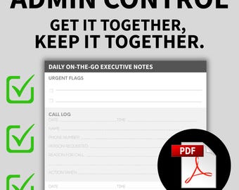 Hoja de registro de recepción / Rastreador de llamadas minimalista, notas de tareas (PDF A4)