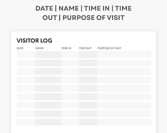 Visitor Log | Printable PDF for Small Business