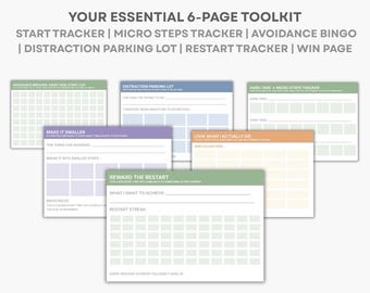 Planificador para TDAH / Hojas de trabajo para superar la parálisis por tareas / Activación de tareas (PDF imprimible)