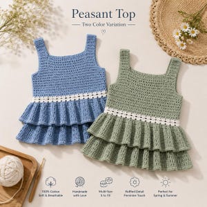 Crochet Peasant Blouse Pattern | Ruffled Summer Top| Instant PDF Download