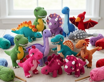 12 Dinosaur Crochet Patterns, Beginner Amigurumi PDF Bundle (Instant Download)