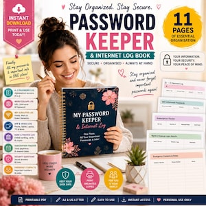 Registro imprimible de contraseñas y seguimiento de suscripciones a Internet (descarga en PDF)