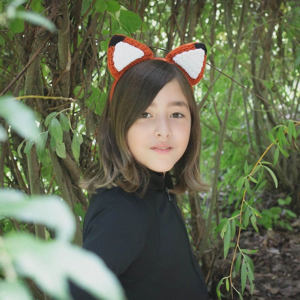 Cat and Fox Ears Headband for Kids & Adults (Halloween Costume) Crochet Pattern - PATTERN ONLY - Instant Download