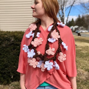 Cherry Blossom Scarf Crochet Pattern PATTERN ONLY image 1