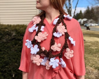 Cherry Blossom Scarf Crochet Pattern - PATTERN ONLY