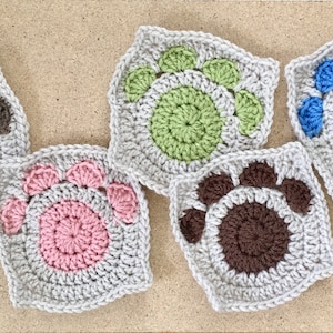 Paw Print Granny Square Crochet Pattern PATTERN ONLY image 3