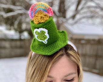 Lucky Pot O Gold Top Hat Headband Crochet Pattern - PATTERN ONLY - Instant Download