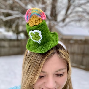 Lucky Pot O Gold Top Hat Headband Crochet Pattern - PATTERN ONLY - Instant Download