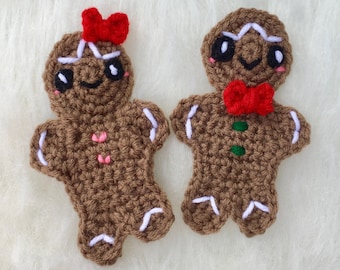 Gingerbread Boy & Girl Applique Crochet Pattern- PATTERN ONLY - Amigurumi, Christmas, Holiday