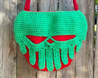 Skull Apple Purse Crochet Pattern - PATTERN ONLY - Fairy Tale, Gothic, Alternative, Creepy Cute