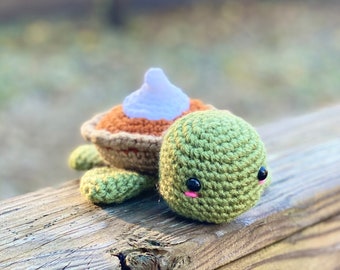 Amigurumi Pumpkin Pie Turtle haakpatroon - ALLEEN PATROON - Kawaii gevuld knuffeltje, Thanksgiving